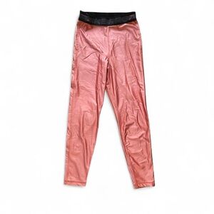 Nike Rose Gold Metallic High-Waisted Leggings – Y2K Sporty Athleisure (Size S)